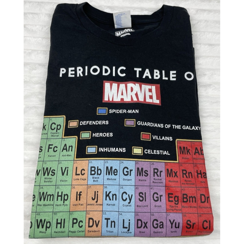 Marvel Periodic Table T-Shirt Mens‎ XL Black Super Hero